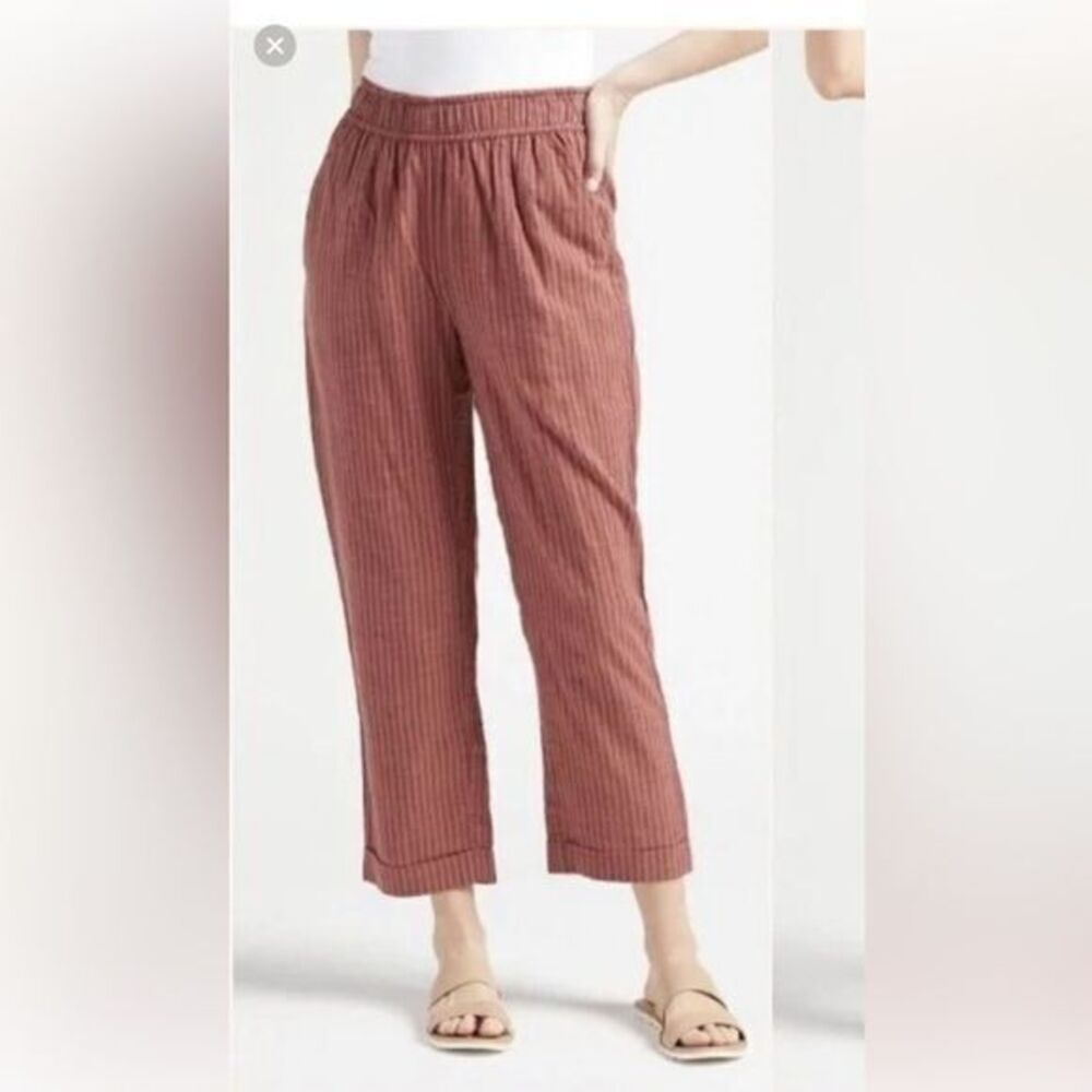 Evereve Sundry Striped Pant -S (1)rust tan striped , all cotton , NWT